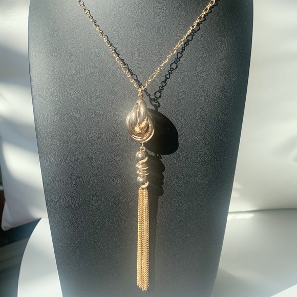Kim Rogers Knotted Gold Tone Tassel 32” Necklace - Picture 1 of 6